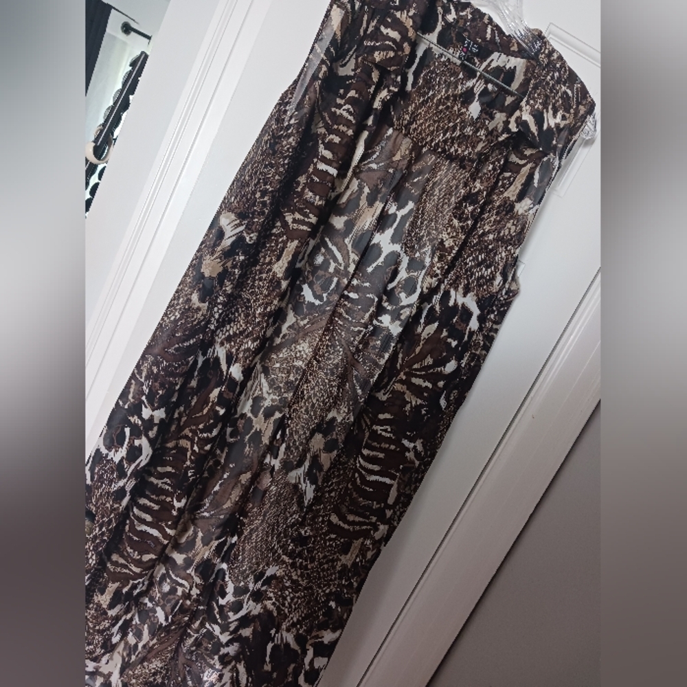 Sheer animal print cardigan